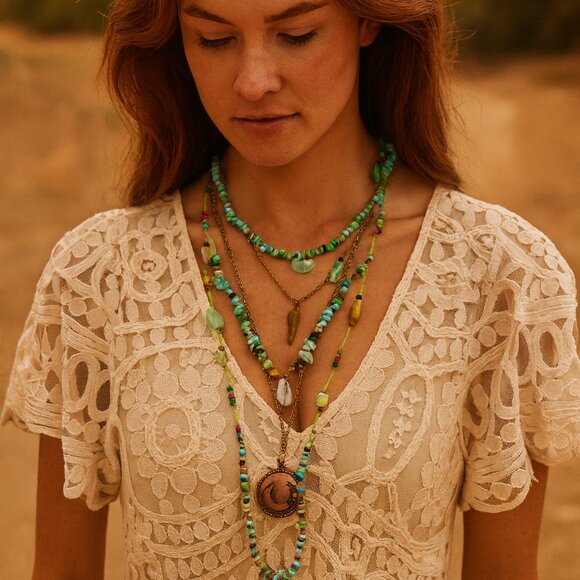 FREE PEOPLE x Ariana Ost Celestial Layered Charmed Necklace - EXCLUSIVE! - Picture 1 of 7